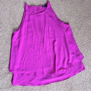 Ralph Lauren silky tiered hot pink magenta flowy sleeveless top sz 14 layered